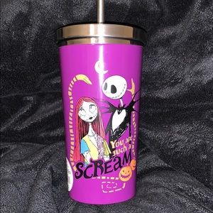 Nightmare Before Christmas metal tumbler lid straw